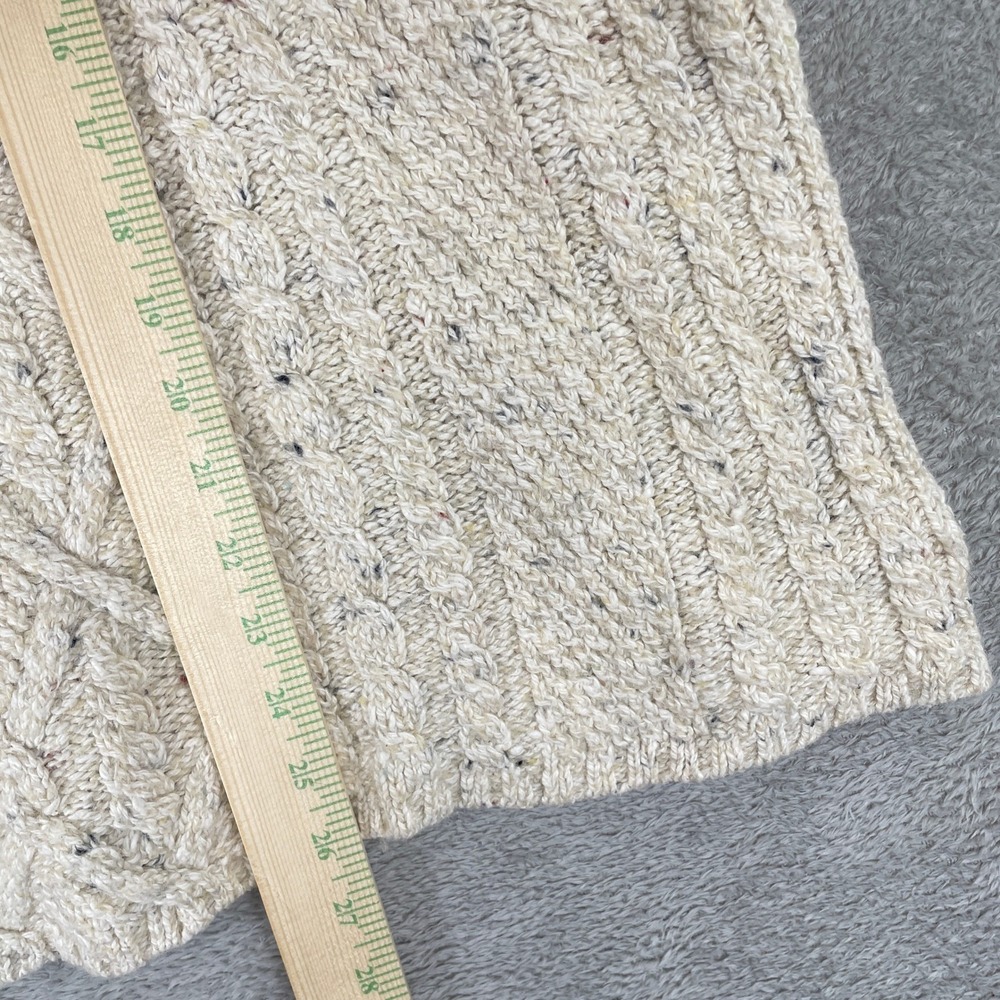 Structure Cable Knit Sweater Womens Large Cream Wool Blend Mock Neck Vintage - Picture 7 of 8